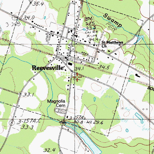 Topographic Map of Town of Reevesville, SC