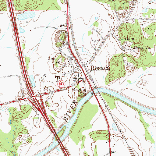 Topographic Map of Town of Resaca, GA