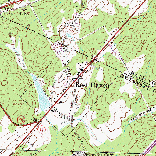 Topographic Map of Town of Rest Haven, GA