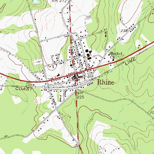 Topographic Map of Town of Rhine, GA