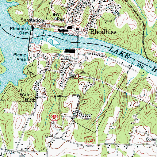 Topographic Map of Town of Rhodhiss, NC