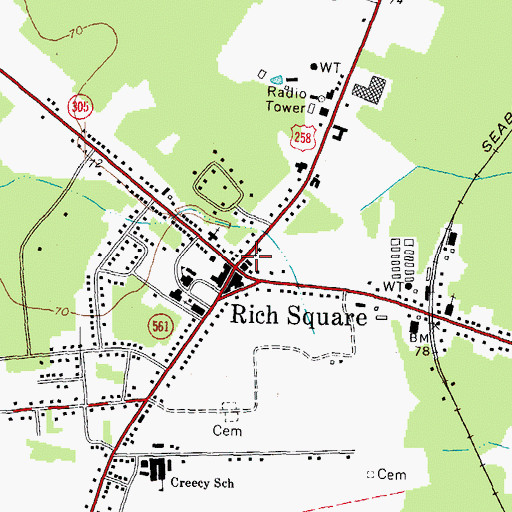 Topographic Map of Town of Rich Square, NC