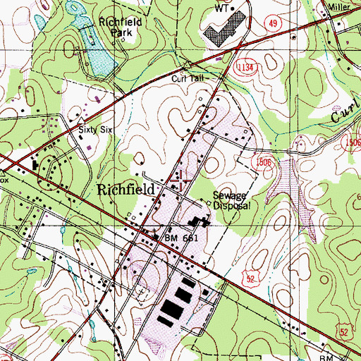 Topographic Map of Town of Richfield, NC