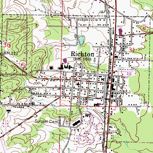 Topographic Map of Town of Richton, MS