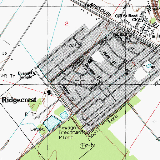 Topographic Map of Town of Ridgecrest, LA
