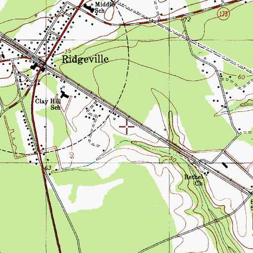 Topographic Map of Town of Ridgeville, SC