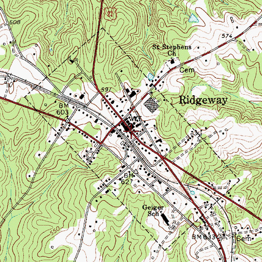 Topographic Map of Town of Ridgeway, SC