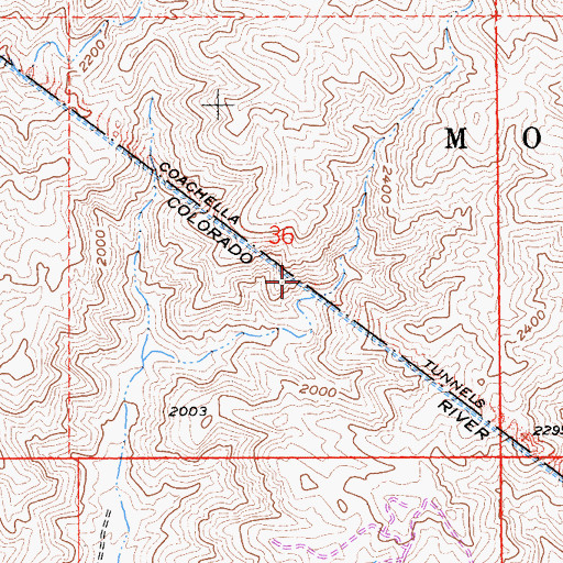 Topographic Map of Coachella Tunnels, CA