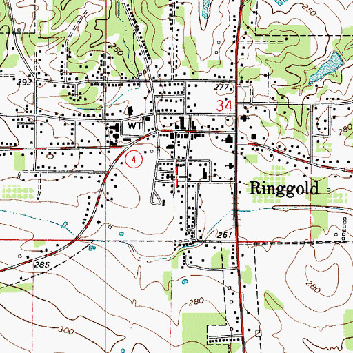 Topographic Map of Town of Ringgold, LA