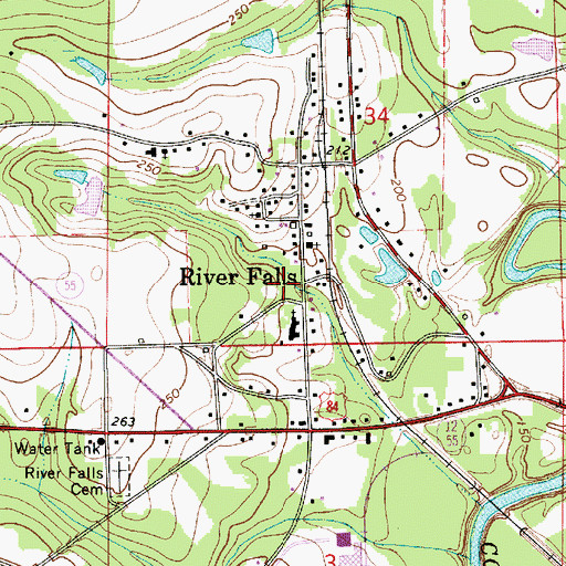Topographic Map of Town of River Falls, AL