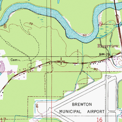 Topographic Map of Town of Riverview, AL
