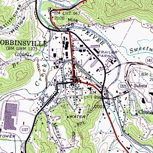 Topographic Map of Town of Robbinsville, NC