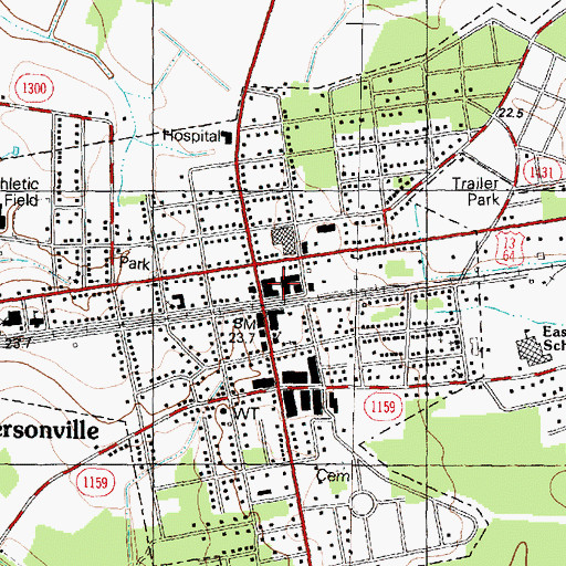 Topographic Map of Town of Robersonville, NC