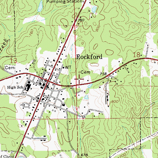 Topographic Map of Town of Rockford, AL