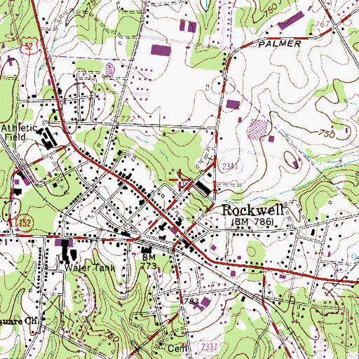 Topographic Map of Town of Rockwell, NC