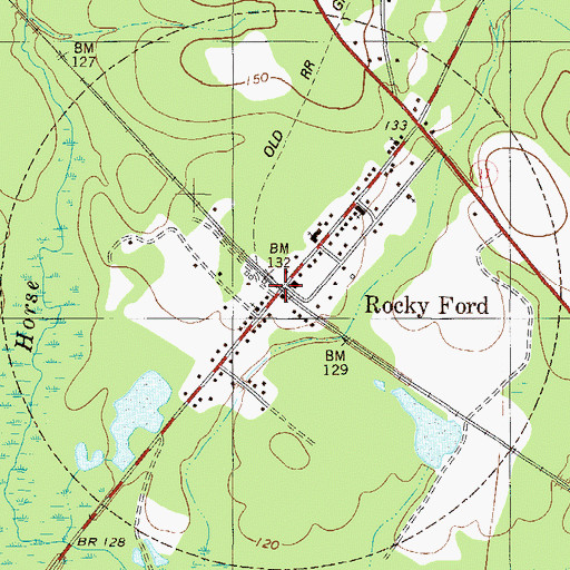 Topographic Map of Town of Rocky Ford, GA