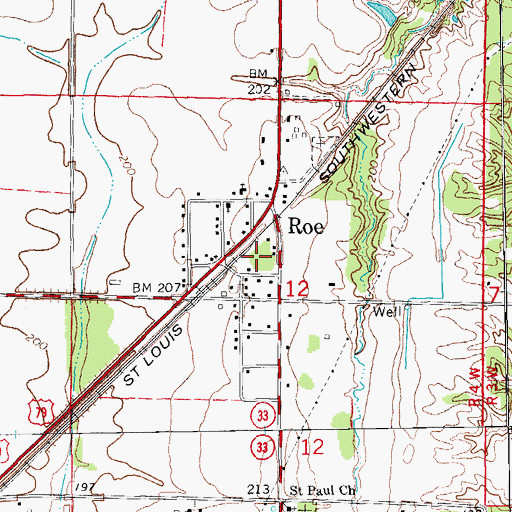 Topographic Map of Town of Roe, AR