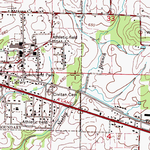 Topographic Map of Town of Rogersville, AL