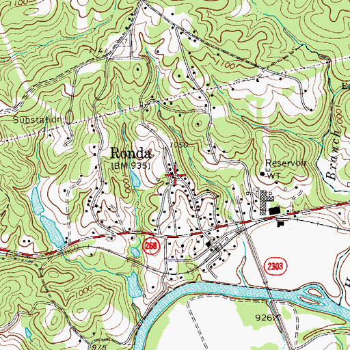 Topographic Map of Town of Ronda, NC