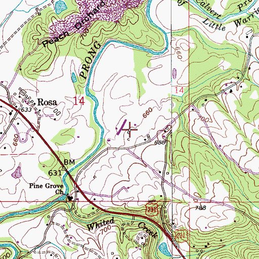 Topographic Map of Town of Rosa, AL