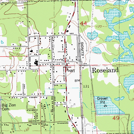 Topographic Map of Town of Roseland, LA