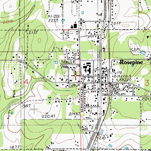 Topographic Map of Town of Rosepine, LA