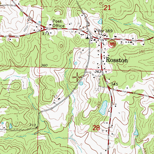 Topographic Map of Town of Rosston, AR