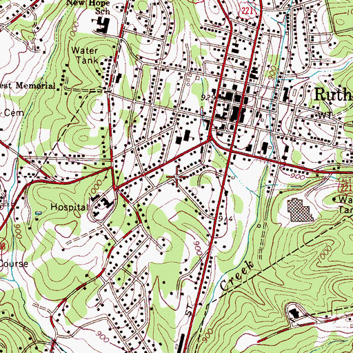 Topographic Map of Town of Rutherfordton, NC