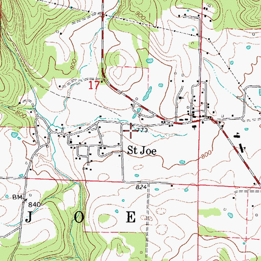 Topographic Map of Town of Saint Joe, AR