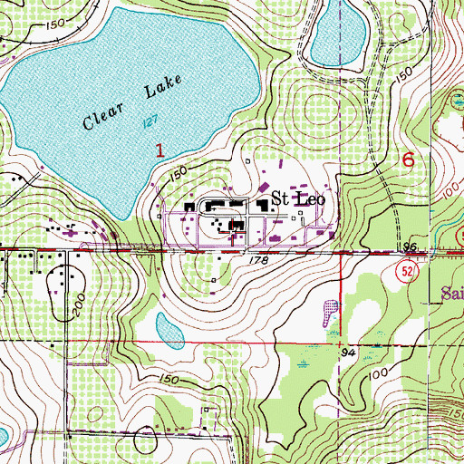 Topographic Map of Town of Saint Leo, FL