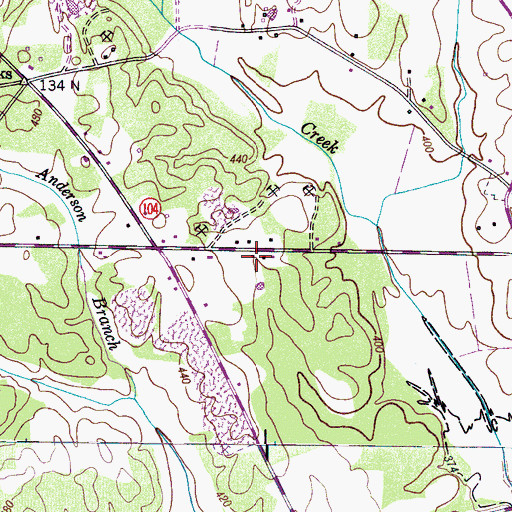 Topographic Map of Town of Saltillo, TN