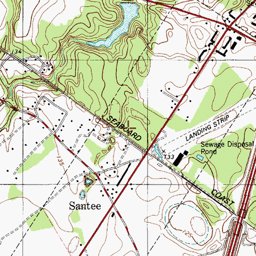 Topographic Map of Town of Santee, SC