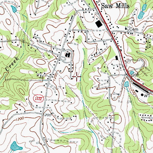 Topographic Map of Town of Sawmills, NC