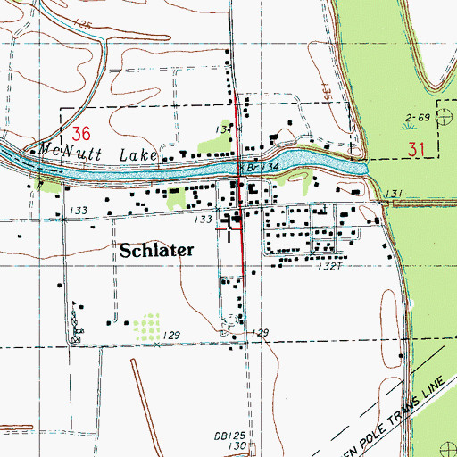 Topographic Map of Town of Schlater, MS