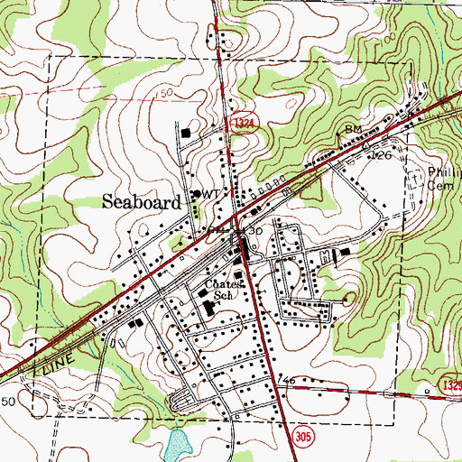 Topographic Map of Town of Seaboard, NC