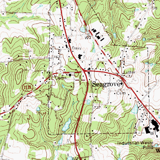 Topographic Map of Town of Seagrove, NC