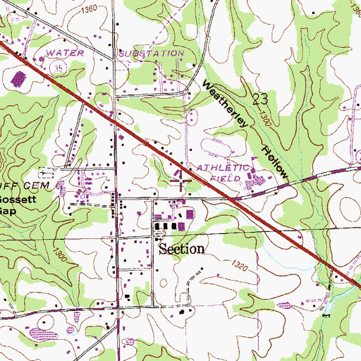 Topographic Map of Town of Section, AL
