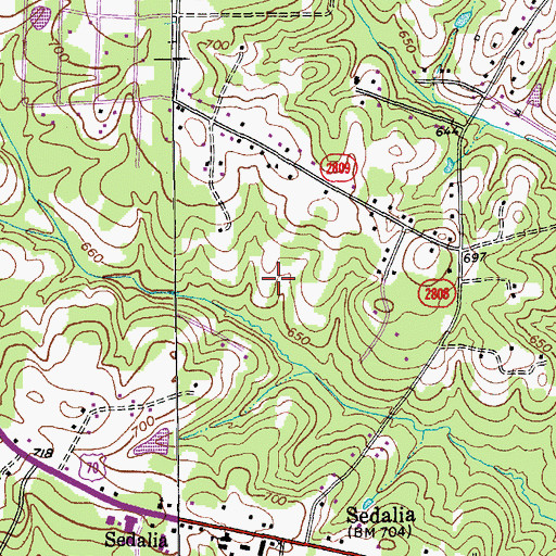 Topographic Map of Town of Sedalia, NC