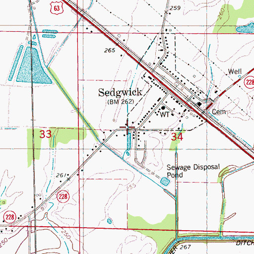 Topographic Map of Town of Sedgwick, AR