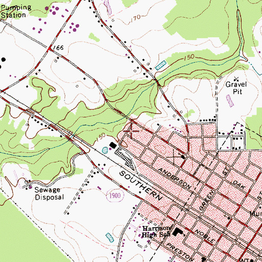 Topographic Map of Town of Selma, NC