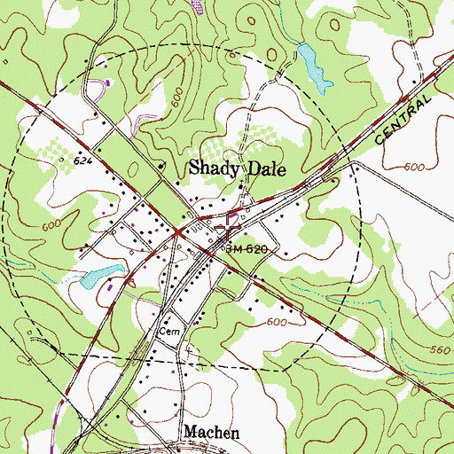 Topographic Map of Town of Shady Dale, GA