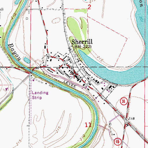 Topographic Map of Town of Sherrill, AR