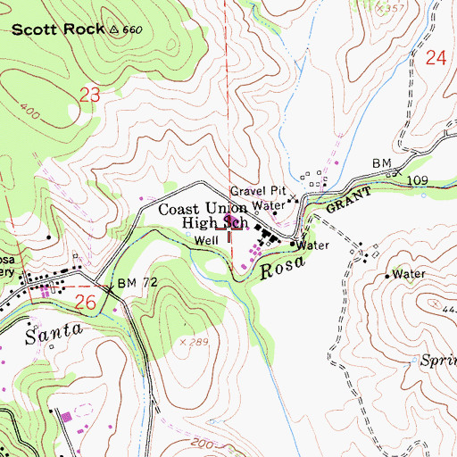 Topographic Map of Coast Union High School, CA