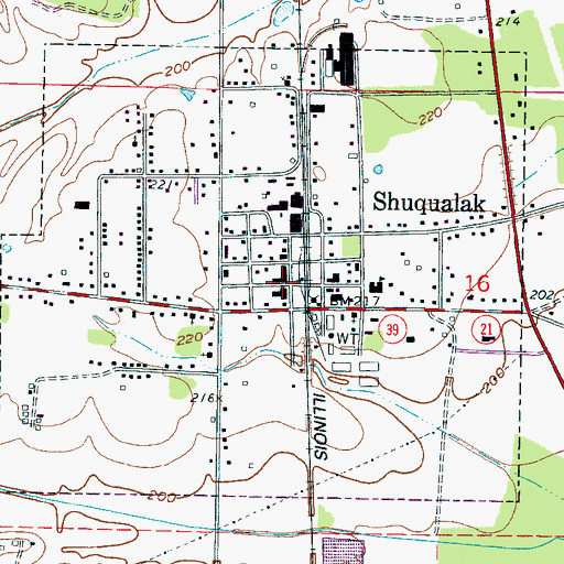 Topographic Map of Town of Shuqualak, MS