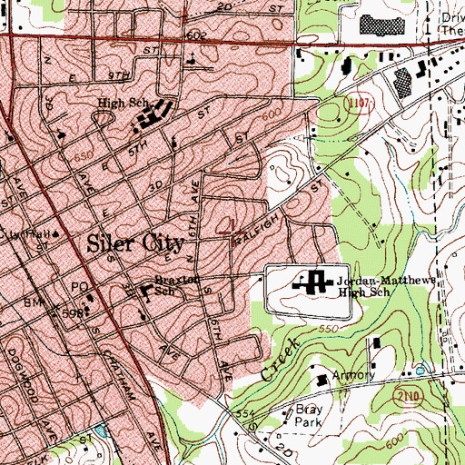 Topographic Map of Town of Siler City, NC