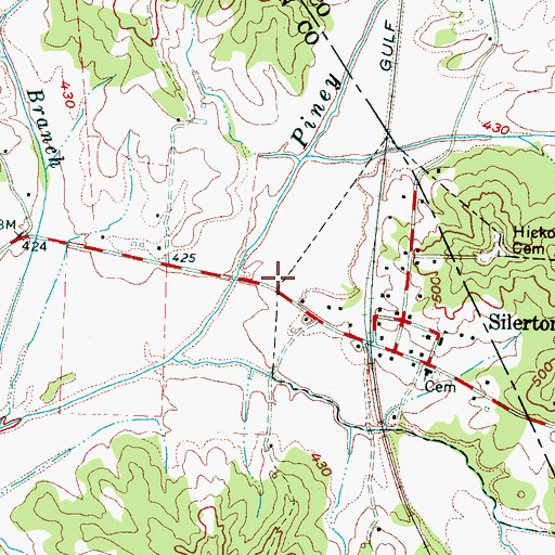 Topographic Map of Town of Silerton, TN