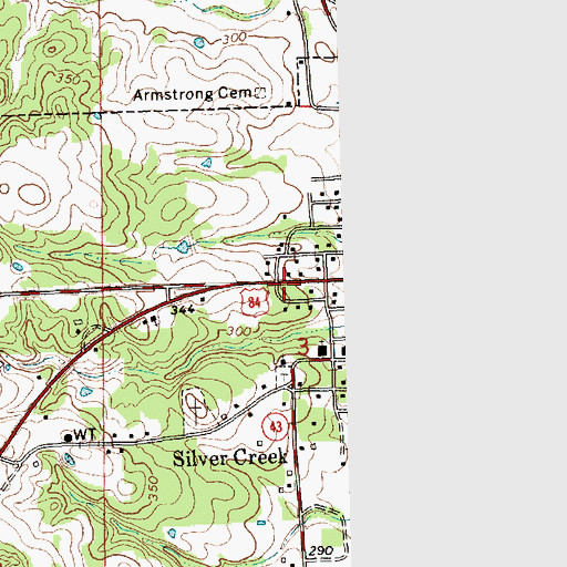Topographic Map of Town of Silver Creek, MS