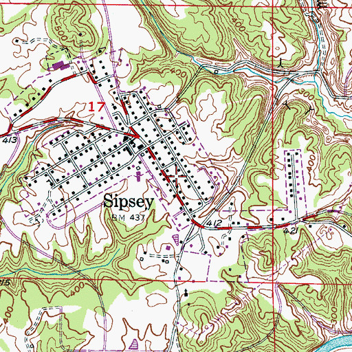 Topographic Map of Town of Sipsey, AL