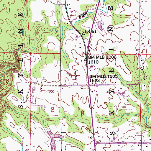 Topographic Map of Town of Skyline, AL