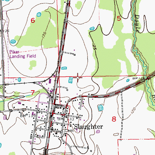Topographic Map of Town of Slaughter, LA